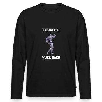 Dream Big Work Hard Fitness - Men's Premium Organic Long Sleeve Shirt - black - Front - Nico (187cm)