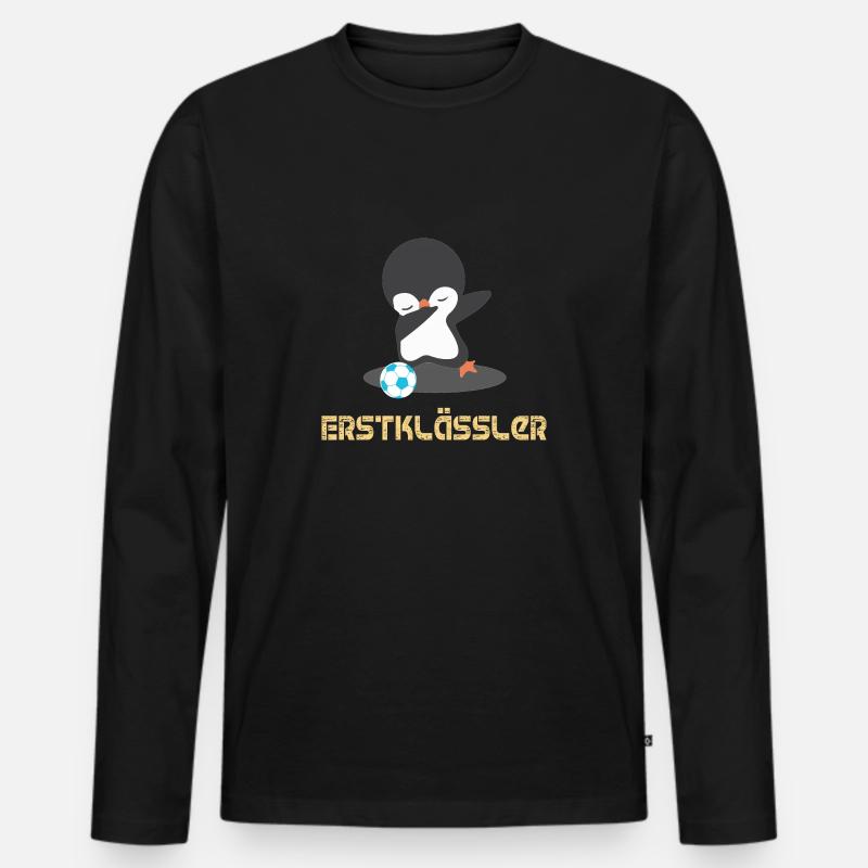 Kindergarten Schule Einschulung Jungs Mädchen - Männer Premium Bio Langarmshirt - Schwarz