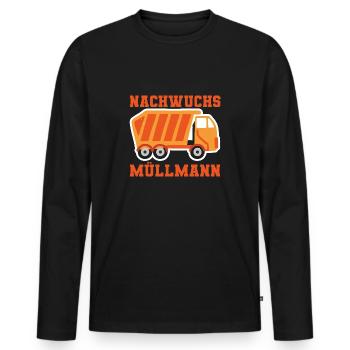 Nachwuchs Müllmann Müllfahrzeug Müllabfuhr - Männer Premium Bio Langarmshirt - Schwarz - Vorne - Nico (187cm)