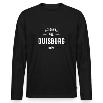 Duisburg - Männer Premium Bio Langarmshirt - Schwarz - Vorne - Nico (187cm)