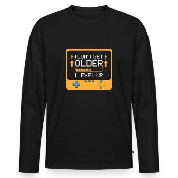 Gaming Get Older Level Up Funny Geburtstag - Männer Premium Bio Langarmshirt - Schwarz - Vorne - Nico (187cm)