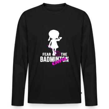 Joueuse de badminton Badminton fille - T-shirt manches longues Premium bio Homme - noir - Devant - Nico (187cm)
