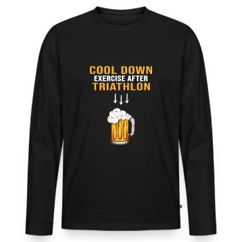 Triathlète de triathlon natation-cyclisme-course - T-shirt manches longues Premium bio Homme - noir - Devant - Nico (187cm)
