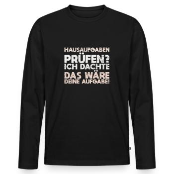 Hausaufgaben Prüfen? Ich Dachte, Das Wäre... - Männer Premium Bio Langarmshirt - Schwarz - Vorne - Nico (187cm)