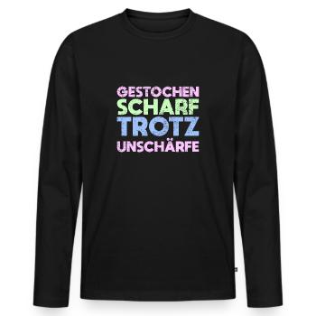 Gestochen Scharf Trotz Unschärfe - Männer Premium Bio Langarmshirt - Schwarz - Vorne - Nico (187cm)