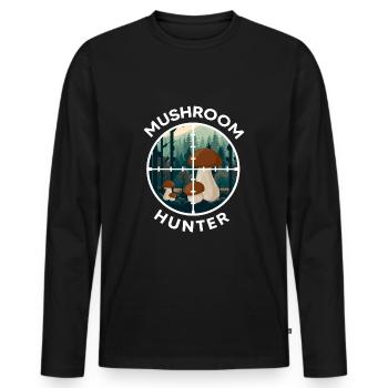 Chasseurs de champignons Saison des champignons Cueilleurs de champignons Saison des champignons - T-shirt manches longues Premium bio Homme - noir - Devant - Nico (187cm)