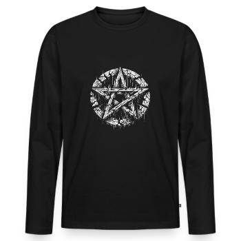 Pentagramme déchiré signe occulte - T-shirt manches longues Premium bio Homme - noir - Devant - Nico (187cm)
