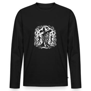 Line Dancing Country Dance - Line Dance Tanzen - Men's Premium Organic Long Sleeve Shirt - black - Front - Nico (187cm)