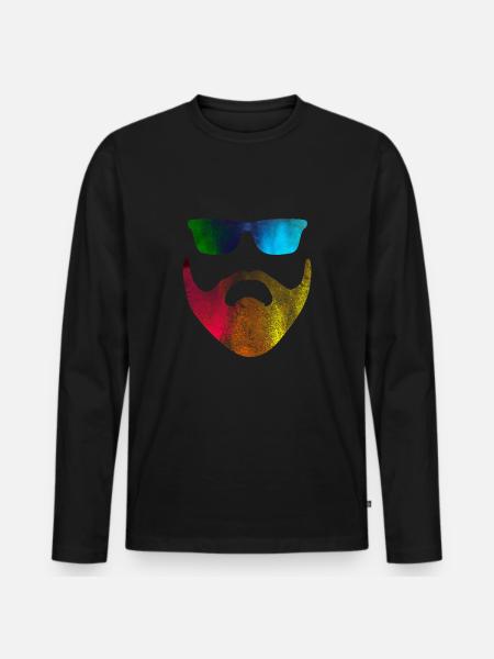 Hipster bunt - Männer Premium Bio Langarmshirt - Schwarz