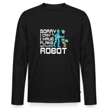 Robot robotique Robotique - T-shirt manches longues Premium bio Homme - noir - Devant - Nico (187cm)