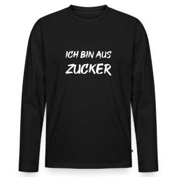 Ich bin aus Zucker - Männer Premium Bio Langarmshirt - Schwarz - Vorne - Nico (187cm)