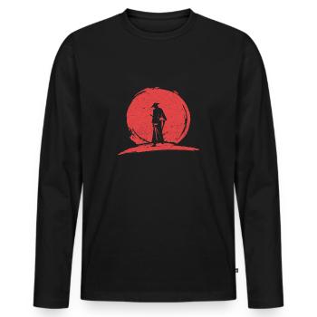 Samurai Ronin - Männer Premium Bio Langarmshirt - Schwarz - Vorne - Nico (187cm)
