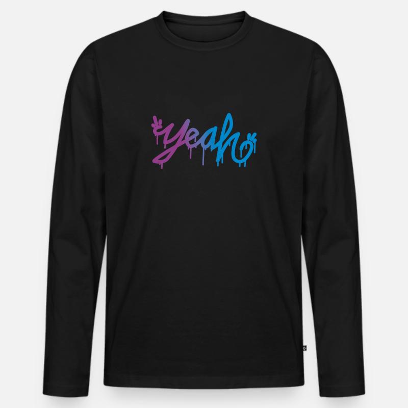 Yeah Yeah Yeah - Männer Premium Bio Langarmshirt - Schwarz