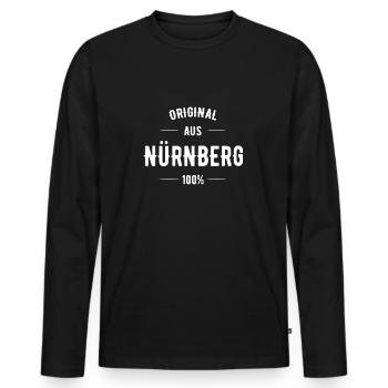 Nürnberg - Männer Premium Bio Langarmshirt - Schwarz - Vorne - Nico (187cm)