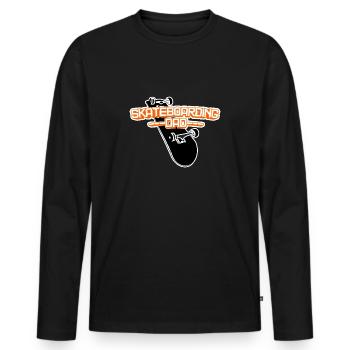 Papa skateboard - Papa Lustig - T-shirt manches longues Premium bio Homme - noir - Devant - Nico (187cm)