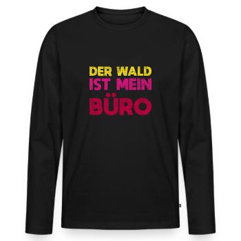 Der Wald Ist Mein Büro - Männer Premium Bio Langarmshirt - Schwarz - Vorne - Nico (187cm)