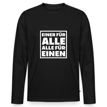 Einer für alle für einen zusammenhalt team wir - Männer Premium Bio Langarmshirt - Schwarz - Vorne - Nico (187cm)