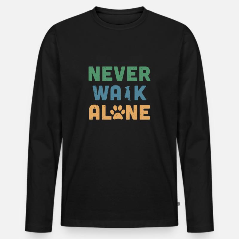 Never Walk Alone - Männer Premium Bio Langarmshirt - Schwarz