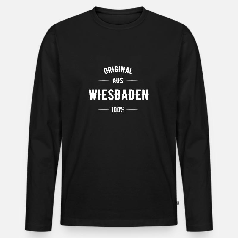 Wiesbaden - Männer Premium Bio Langarmshirt - Schwarz