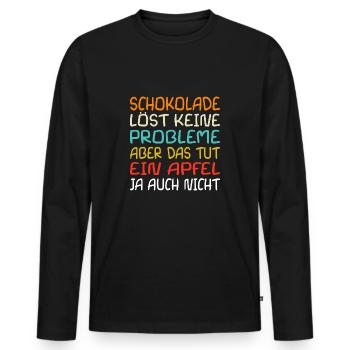 Schokolade Spruch Fun Kinderschrift - Männer Premium Bio Langarmshirt - Schwarz - Vorne - Nico (187cm)