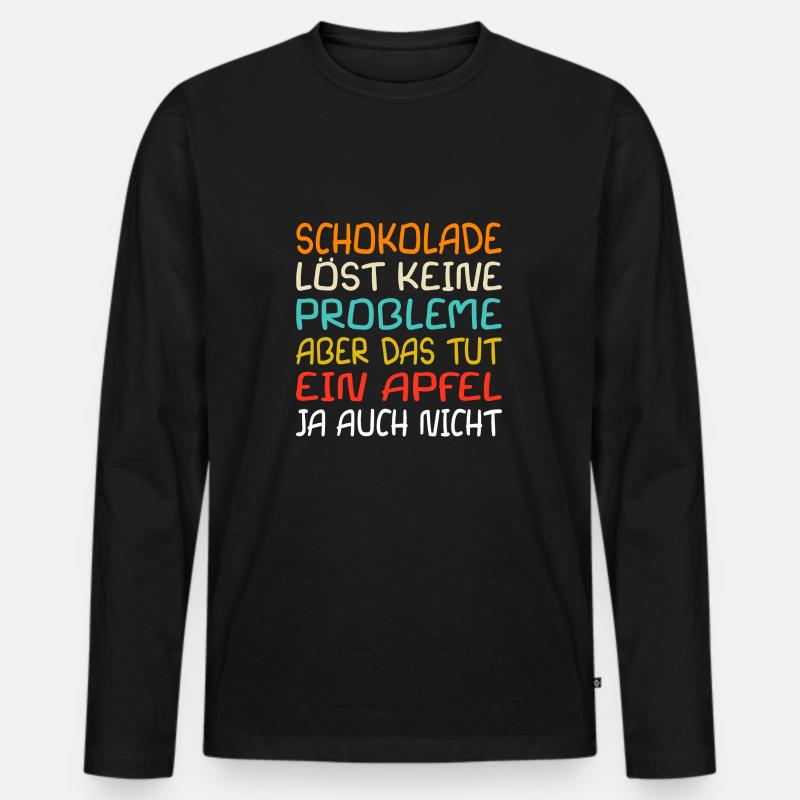 Schokolade Spruch Fun Kinderschrift - Männer Premium Bio Langarmshirt - Schwarz
