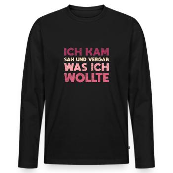 Ich Kam, Sah Und Vergaß, Was Ich Wollte - Männer Premium Bio Langarmshirt - Schwarz - Vorne - Nico (187cm)
