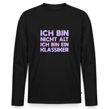 Ich Bin Nicht Alt, Ich Bin Ein Klassiker - Männer Premium Bio Langarmshirt - Schwarz - Vorne - Nico (187cm)