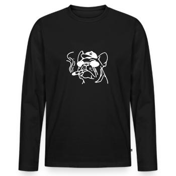 Kiffen Gras Kiffer Cannabis 420 Bulldogge - Männer Premium Bio Langarmshirt - Schwarz - Vorne - Nico (187cm)