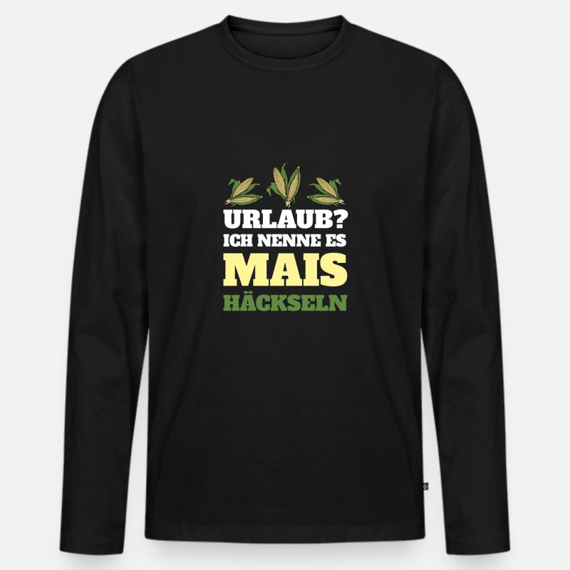 Mais Häckseln Maisbauer Maisernte Futtermais - Männer Premium Bio Langarmshirt - Schwarz