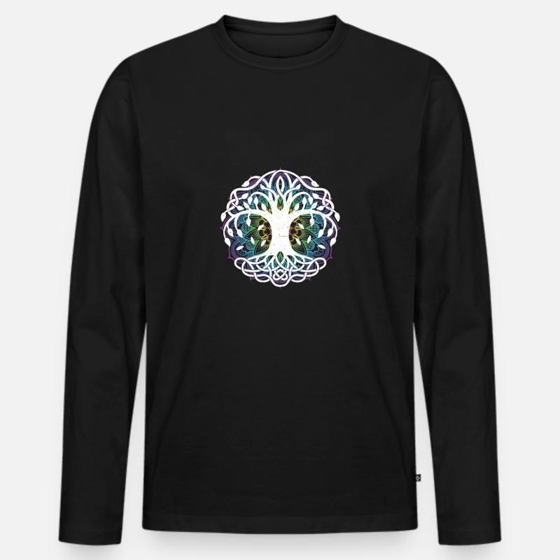 Lebensbaum Lebensblume Blume Des Lebens - Männer Premium Bio Langarmshirt - Schwarz