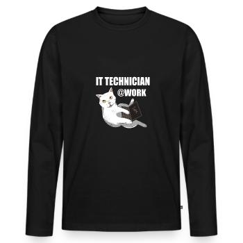 IT Technician Cat Programmer Techie - Men's Premium Organic Long Sleeve Shirt - black - Front - Nico (187cm)