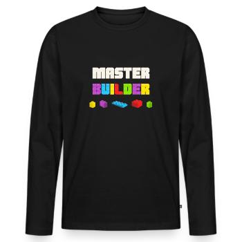 Kids Cool Master Builder Building Block Dad Mom - Men's Premium Organic Long Sleeve Shirt - black - Front - Nico (187cm)