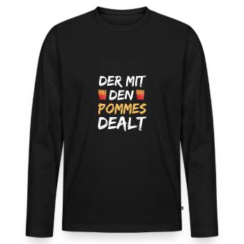 Der Mit Den Pommes Dealt | Pommes Verkäufer Pommes - Männer Premium Bio Langarmshirt - Schwarz - Vorne - Nico (187cm)