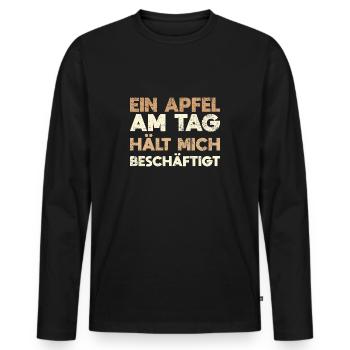 Ein Apfel Am Tag Hält Mich Beschäftigt - Männer Premium Bio Langarmshirt - Schwarz - Vorne - Nico (187cm)