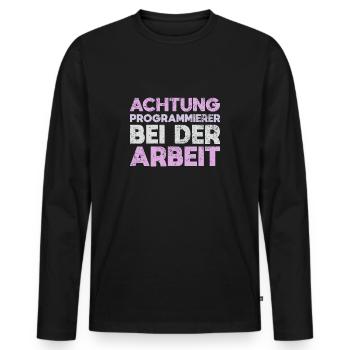 Achtung: Programmierer Bei Der Arbeit - Männer Premium Bio Langarmshirt - Schwarz - Vorne - Nico (187cm)