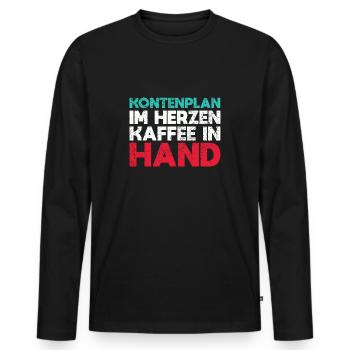 Kontenplan Im Herzen, Kaffee In Hand - Männer Premium Bio Langarmshirt - Schwarz - Vorne - Nico (187cm)