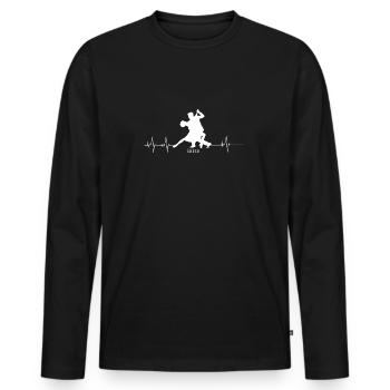 Salsa Shirt-Herzschlag - Männer Premium Bio Langarmshirt - Schwarz - Vorne - Nico (187cm)