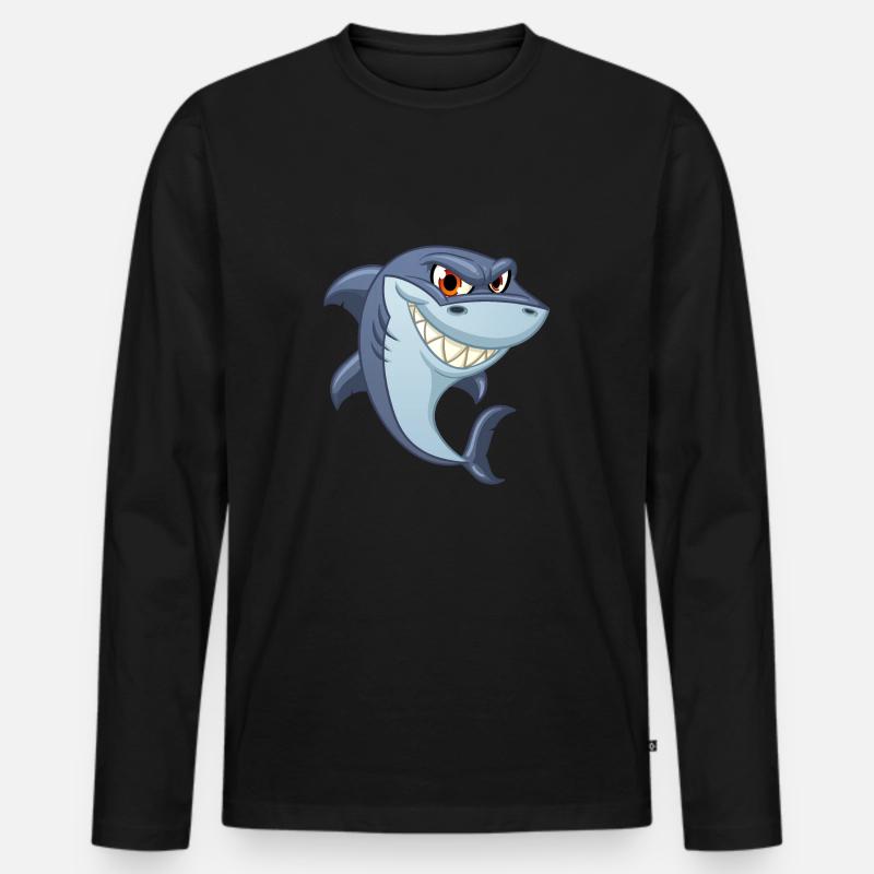 Hai - Männer Premium Bio Langarmshirt - Schwarz