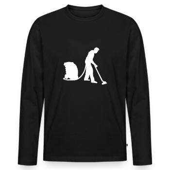 Hausmann der gerne Staubsaugen tut Staubsauger - Männer Premium Bio Langarmshirt - Schwarz - Vorne - Nico (187cm)
