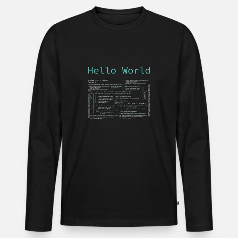 Hello World - Computer Pr... Programmierer & Nerd - Männer Premium Bio Langarmshirt - Schwarz