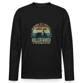Niemand ist Perfekt aber als Rollerfahrer - Männer Premium Bio Langarmshirt - Schwarz - Vorne - Nico (187cm)