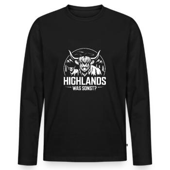 Highlands was sonst Schottisches Hochlandrind - Männer Premium Bio Langarmshirt - Schwarz - Vorne - Nico (187cm)