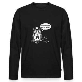 Ornithologists are the coolest funny owl - Men's Premium Organic Long Sleeve Shirt - black - Front - Nico (187cm)