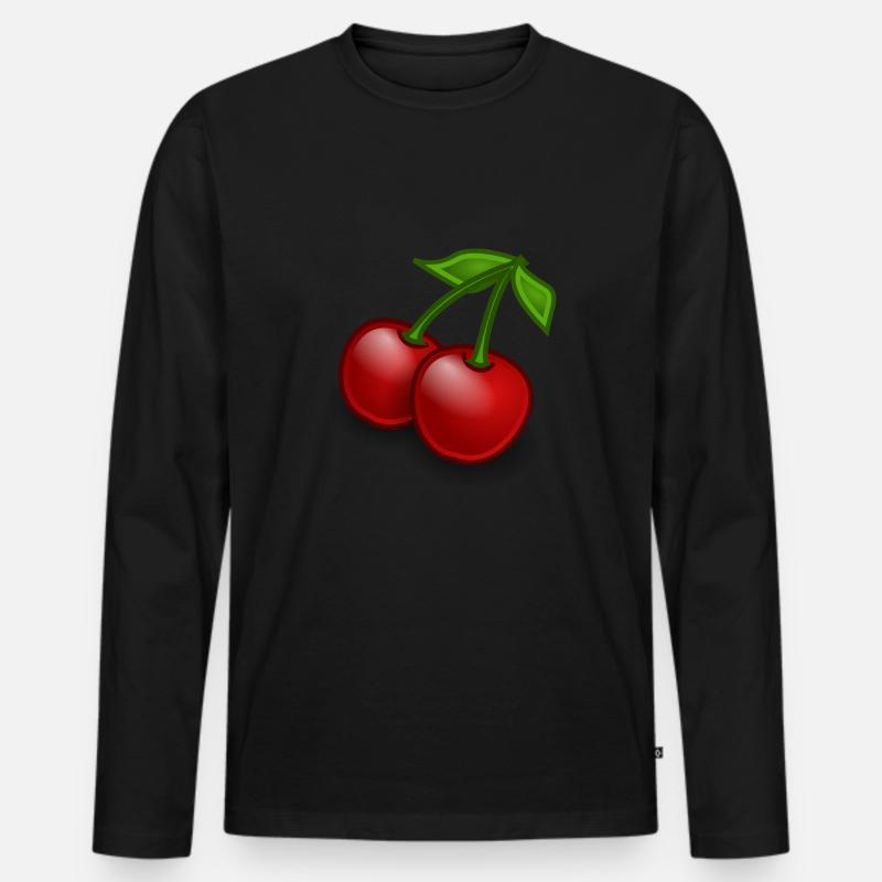 Kirsche Geschenk - Männer Premium Bio Langarmshirt - Schwarz
