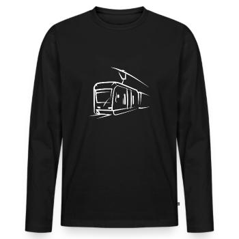 Train Locomotive Tram Elevated Railway Subway Symbol - Men's Premium Organic Long Sleeve Shirt - black - Front - Nico (187cm)