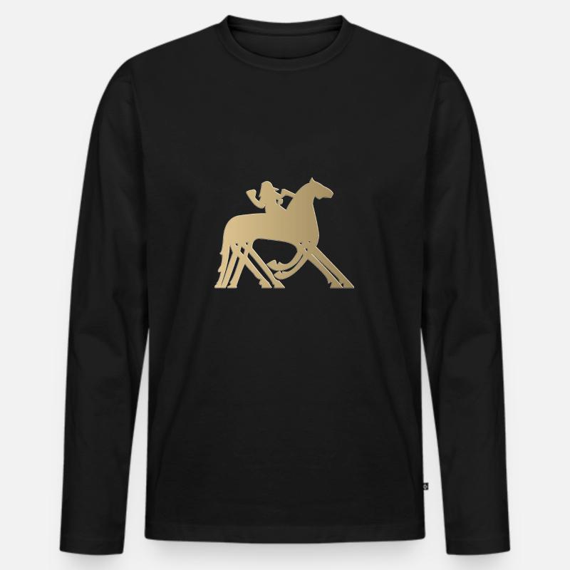 Odin & Sleipnir - Männer Premium Bio Langarmshirt - Schwarz
