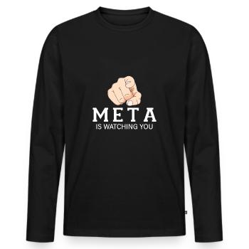 Meta Sieht Dich - Männer Premium Bio Langarmshirt - Schwarz - Vorne - Nico (187cm)