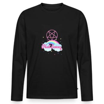 Hail Satan Rainbow - Men's Premium Organic Long Sleeve Shirt - black - Front - Nico (187cm)