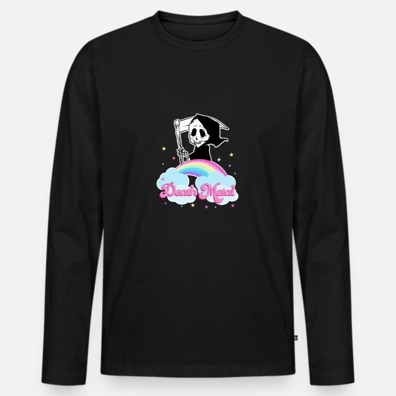 Death Metal Regenbogen - Männer Premium Bio Langarmshirt - Schwarz