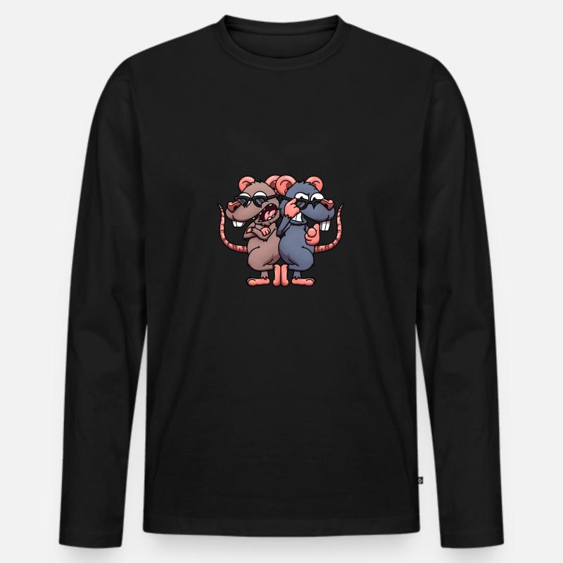 Coole Ratten mit Sonnenbrille - Männer Premium Bio Langarmshirt - Schwarz